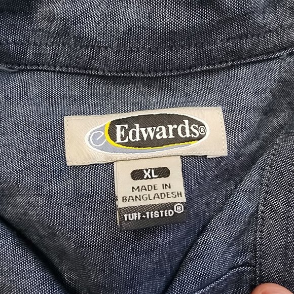 Edwards Long‎ Sleeve Button Up Denim Shirt - Picture 1 of 3